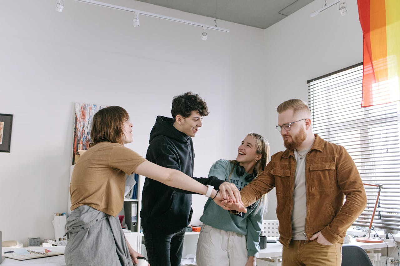Colleagues working together as a team